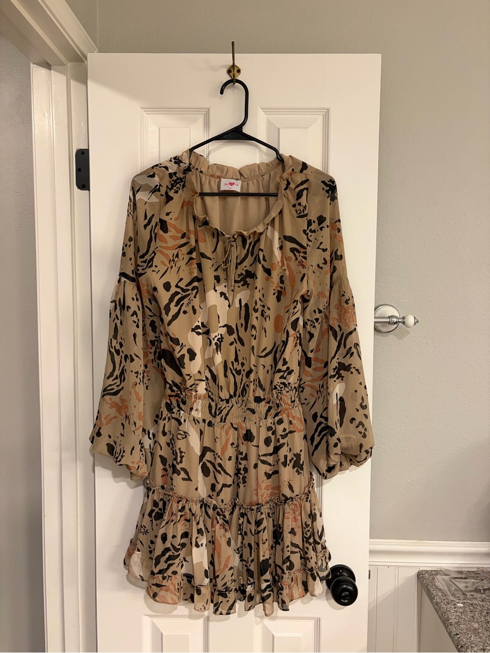 BuddyLove Zozo Animal Print Mini Dress Small Tiered